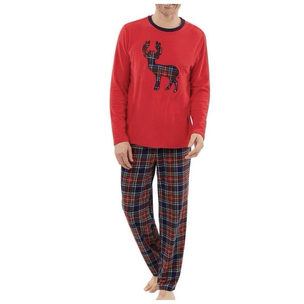 NWT Eddie Bauer Pajama Set Mens XXL Tartan Plaid Deer Waffle Knit Thermal Cabin